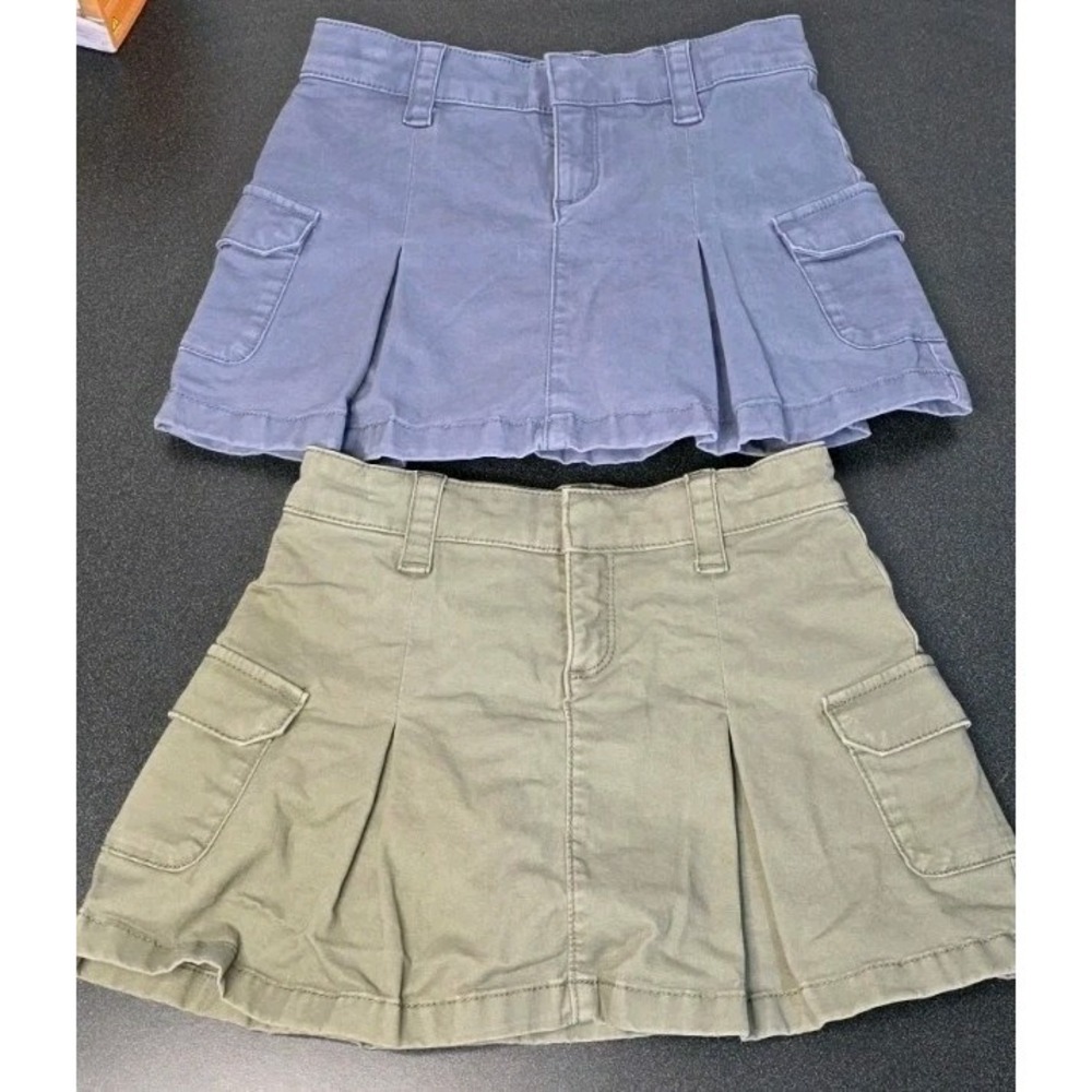 2pc Abercrombie Girls Kids 7/8 Green Blue Skirt Skort Cargo Moto Preppy